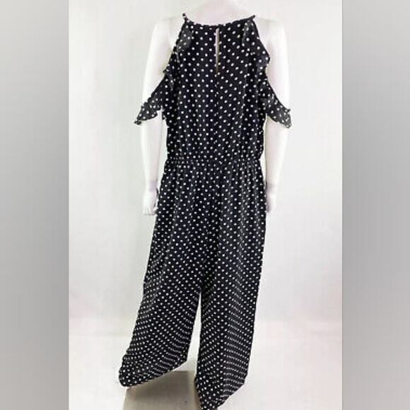 Lane Bryant Plus Size Black Polka Dot Ruffle Jumper Jumpsuit Dress 16 new - Picture 9 of 12